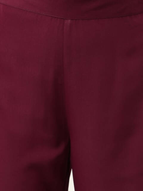 FIORRA Women's Purple Poly Crepe A-Line Kurta Pant With Dupatta | Grocsy