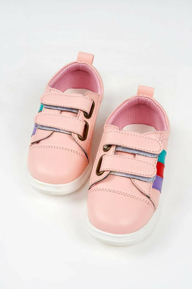 Tiny Bugs For Boys & Girls Double Velcro Sneakers - Pink | Grocsy