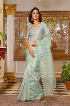 Vamsee Vijaytara Sky Organza Saree | Grocsy