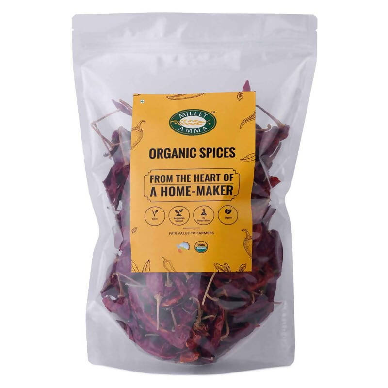 Millet Amma Organic Guntur Red Chilli Whole | Grocsy