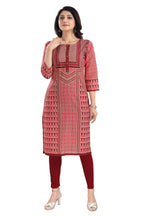 Snehal Creations Tomato Designer Print Cotton Slub Long Kurti Tunic | Grocsy