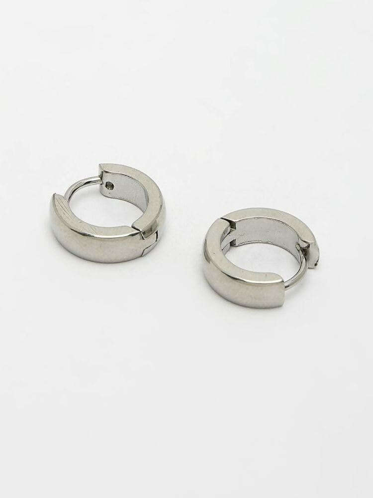 NVR Men's Silver Plated Hoop Earrings | Grocsy