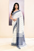 Piyari Fashion Women's White Embellished Cotton Saree | Grocsy