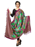 Vamika Traditional Wear Green Printed Khadi Bhagalpuri Dupatta | Grocsy