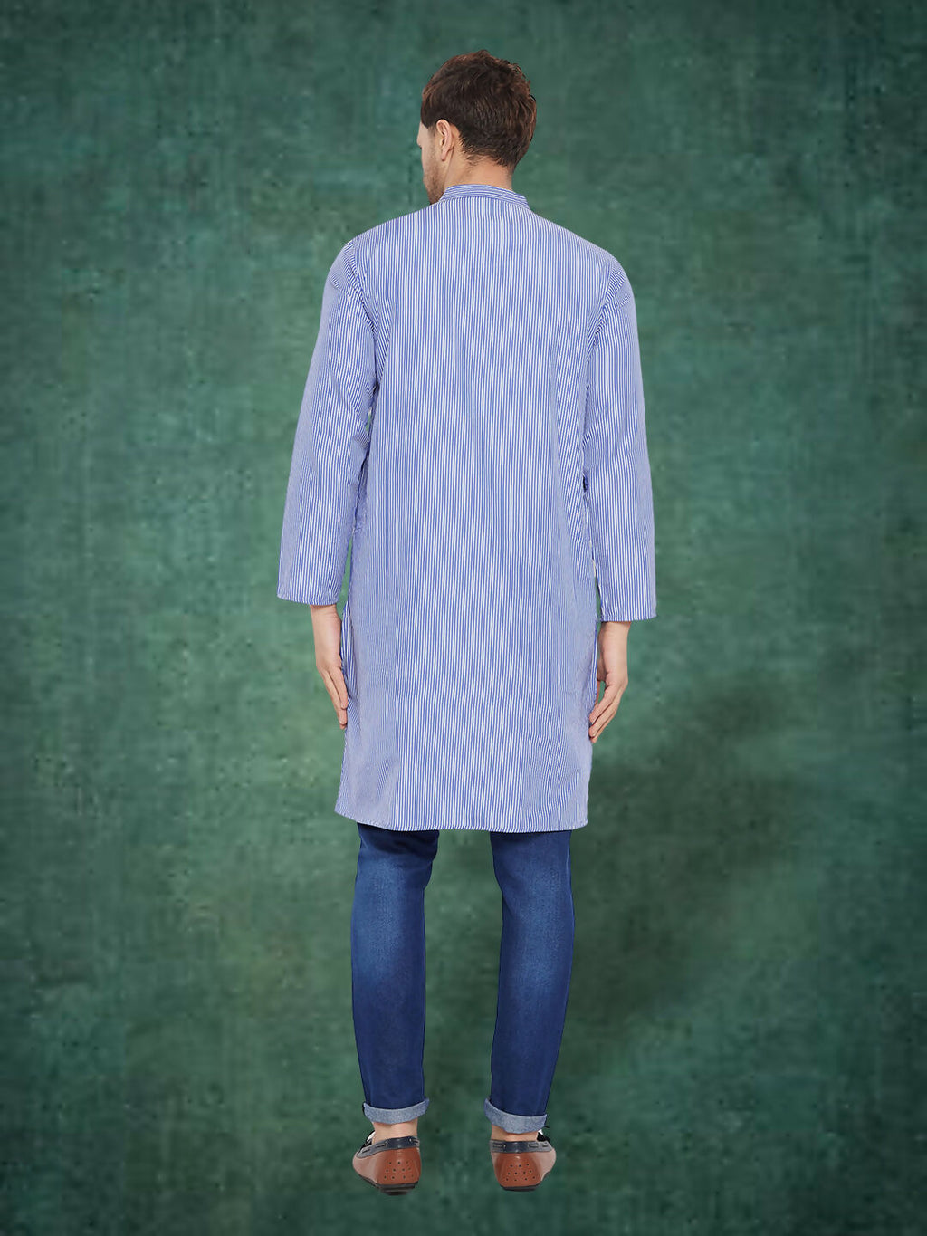 Even Apparels Men's Pure Cotton Blue Striped Kurta | Grocsy