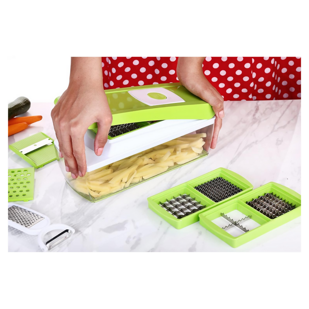 Signoraware 14 in 1 Multi-Purpose Vegetable and Fruit Chopper - Multicolour, Plastic Body | Grocsy