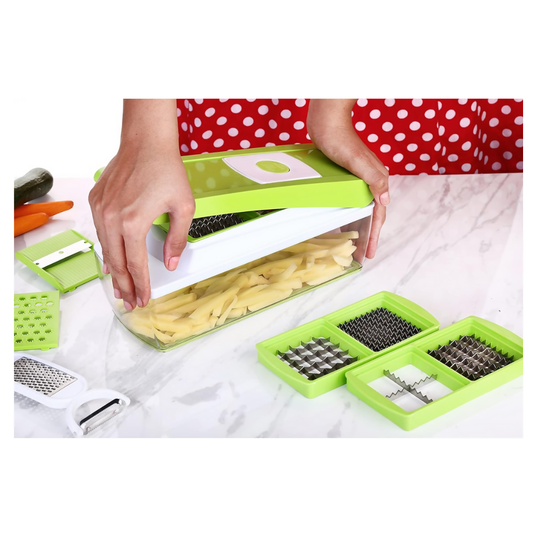 Signoraware 14 in 1 Multi-Purpose Vegetable and Fruit Chopper - Multicolour, Plastic Body | Grocsy