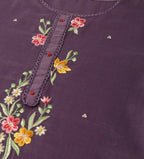 Wine Chinon Embroidered Straight Kurta with Trouser & Dupatta - Salimar | Grocsy