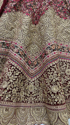 Jyoti Fashion Women's Maroon Velvet Fancy Dori & Sequins Multi Thread Embroidered with Diamond Work Wedding Lehenga Choli | Grocsy