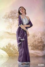 Lavender Satin Rangoli Solid Fancy Designer Saree - Nafisa | Grocsy