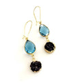 Bling Accessories Natural Stone Aqua Drop Hanging Earrings | Grocsy