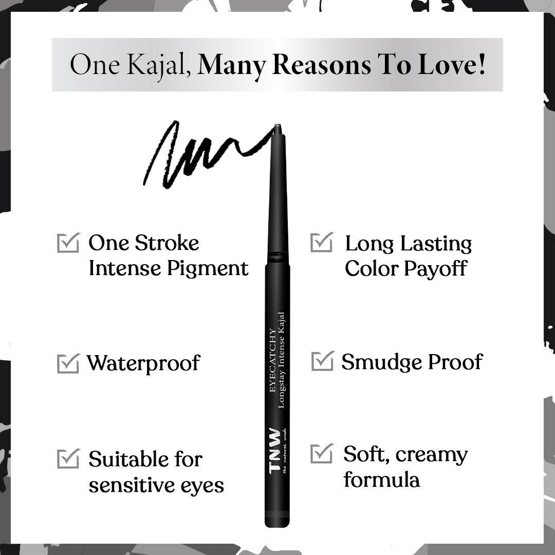 The Natural Wash Eyecatchy Longstay Intense Kajal - Black Pearl | Grocsy