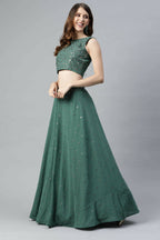 Pista Georgette Sequins Embroidery Work Lehenga Choli with Dupatta - Jivika | Grocsy
