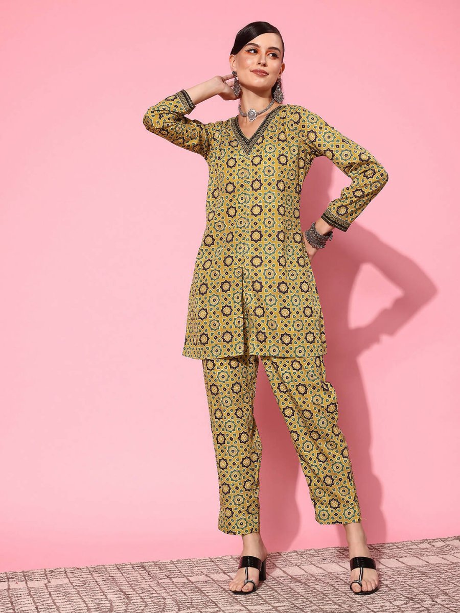 Ahalyaa Women's Traditional Wear Co-ods - Mustard | Grocsy