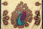 Vamika Golden Cream Printed Art Silk Saree | Grocsy
