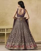 Women’s Semi-Stitched Dusty Mauve Georgette Zari Sequence Thread Embroidery Work Lehenga Choli With Georgette Dupatta-Jihu Culture | Grocsy