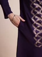 Vastranavya Traditional Festival Wear Pure Silk Thread & Sequence Embroidered Work Kurta | Grocsy