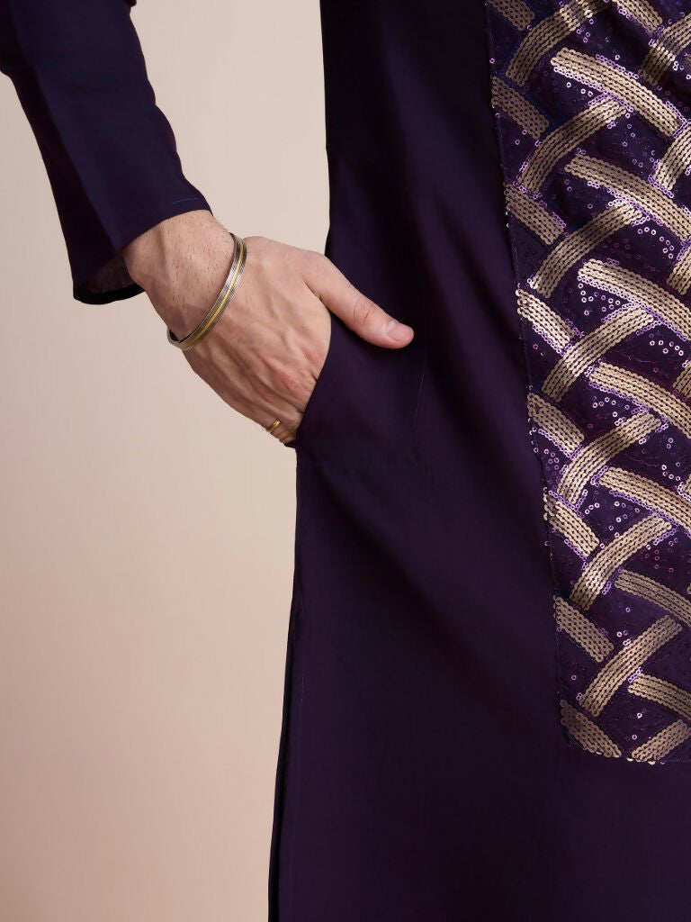 Vastranavya Traditional Festival Wear Pure Silk Thread & Sequence Embroidered Work Kurta | Grocsy