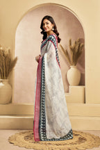 Vastranavya Digital Printed Linen Ready To Wear Pocket Saree with Unstitched Blouse | Grocsy
