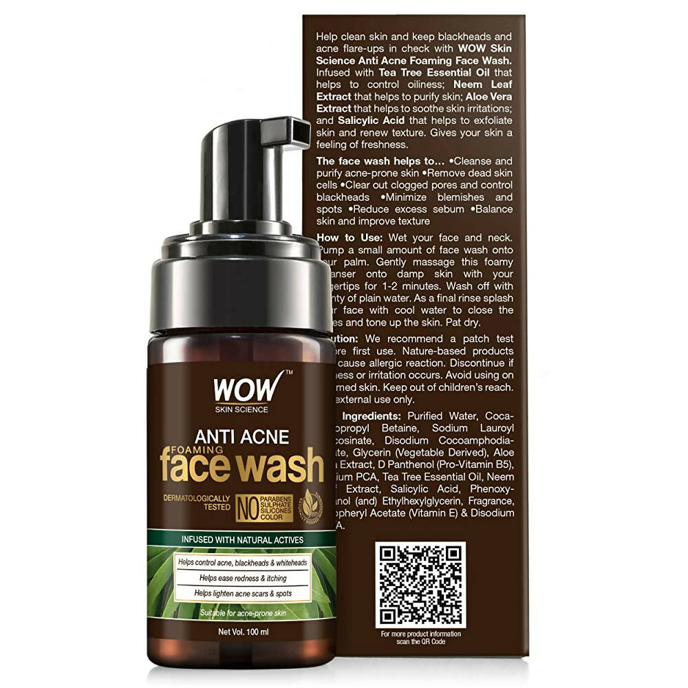 Wow Skin Science Anti Acne Foaming Face Wash | Grocsy