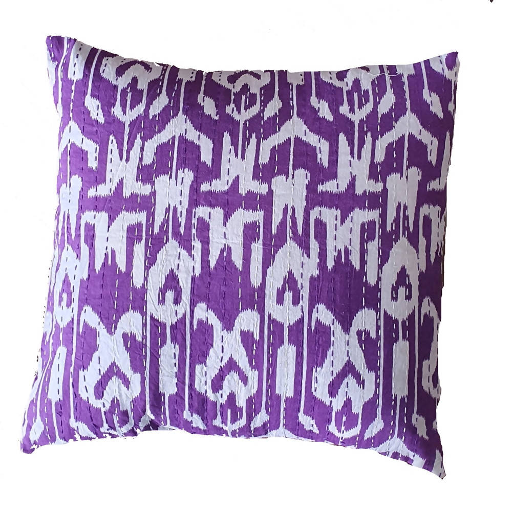 The Decor Nook Purple Base With White Print Cushion Cover | Grocsy