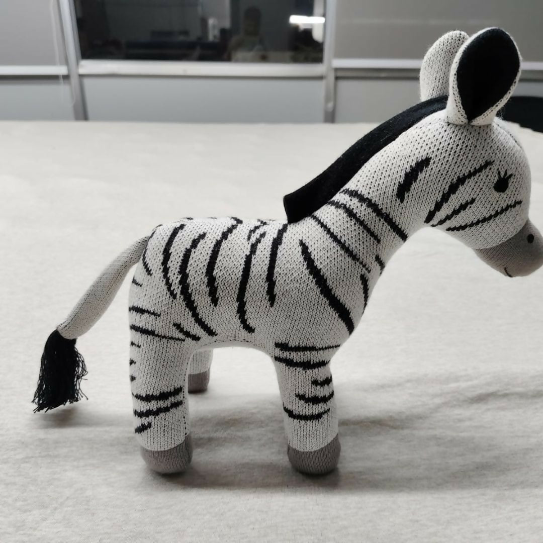 Nesta Toys Zebra Plush Toy For Kids – Snuggly Knitted Cotton Soft Toy | Grocsy