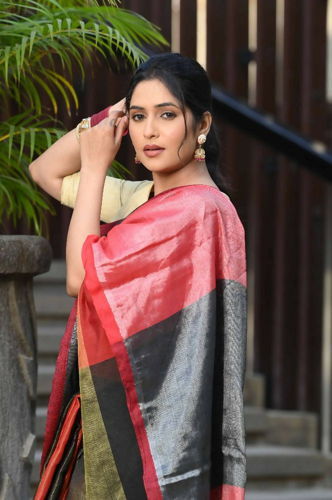 Beatitude Multicolor Tissue Silk Saree | Grocsy