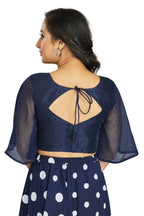 Aastha Fashion Women's Women's Navy Blue Art Silk Umbrella Sleeves Readymade Blouse | Grocsy