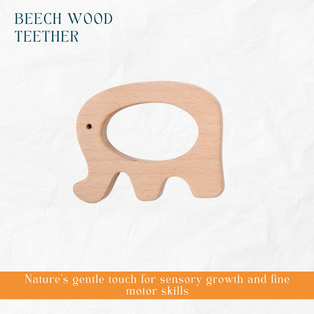 Nesta Toys Newborn Gift Set - Wooden Skwish Rattle, Clacker Rattle and Elephant Teether | Grocsy