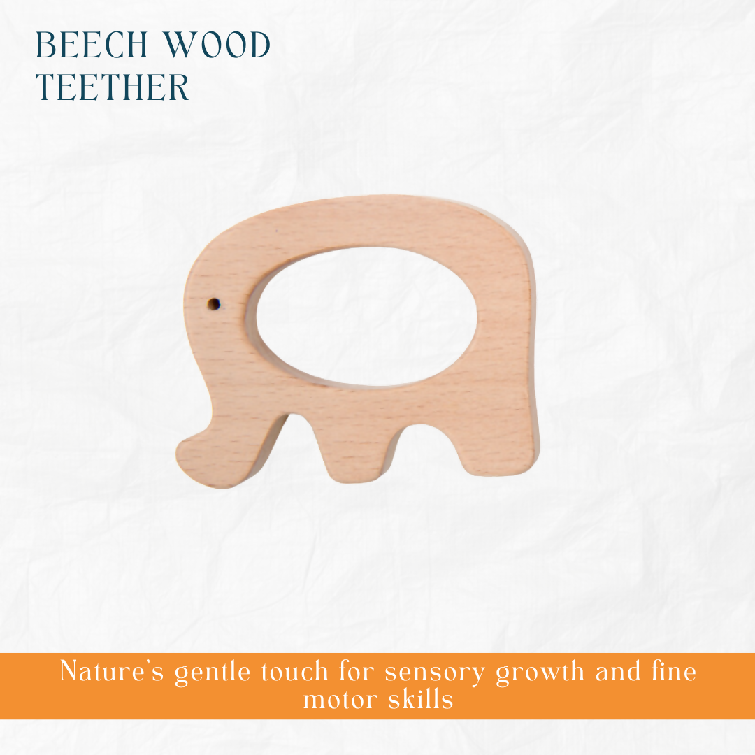 Nesta Toys Newborn Gift Set - Wooden Skwish Rattle, Clacker Rattle and Elephant Teether | Grocsy