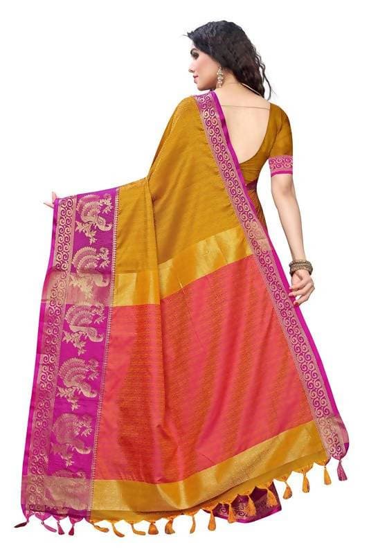 Vamika Banarasi Jacquard Weaving Mustard Saree (DHONI MUSTARD) | Grocsy
