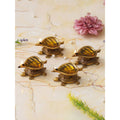 eCraftIndia 4 Pieces Beige Tortoise Statue Leaf Design Diyas | Grocsy