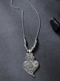NVR Women's Silver-Toned German Silver Oxidised Pendant with Chain | Grocsy