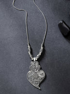 NVR Women's Silver-Toned German Silver Oxidised Pendant with Chain | Grocsy