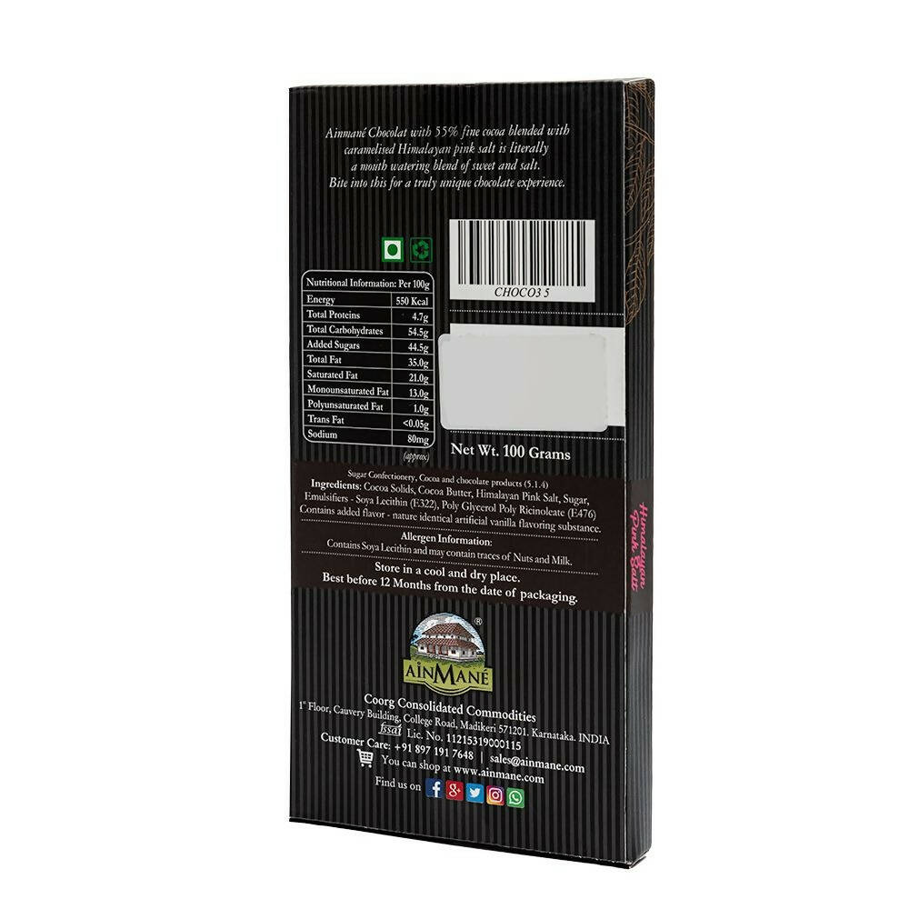 Ainmane Himalayan Pink Salt Dark Chocolate 55% Cocoa | Grocsy