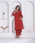 Miravan Womens Brown Straight Kurta Set | Grocsy