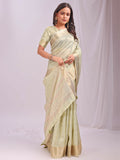 Shree Shyam Fashion Organza Light Green Saree | Grocsy