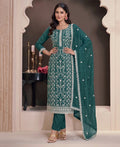 KC Aqua Blue Summer Wear Rangoli Silk Straight Suit For Women | Grocsy