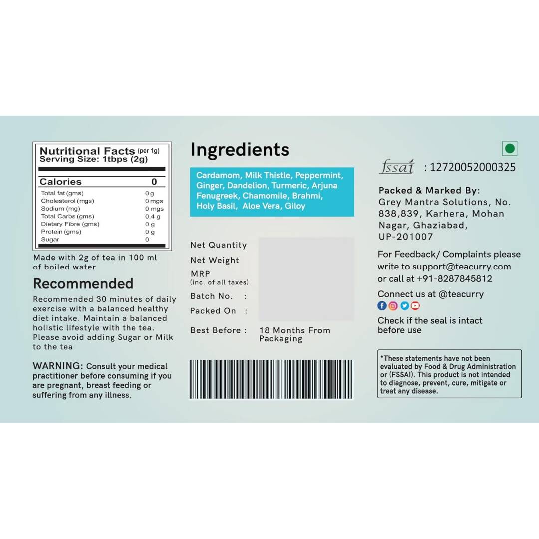 Teacurry Fatty Liver Tea Bags | Grocsy