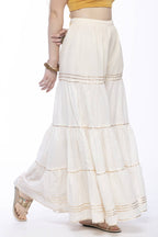 Mominos Fashion Cotton Off White Stripe With Gota Sharara | Grocsy