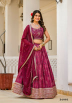 Wedding Partywear Wine Slim Georgette Lehengha Choli With Dupata - Agnidhara | Grocsy