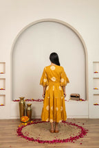 Joban Fashion Mustard Yellow Tie & Dye Cotton Dress | Grocsy