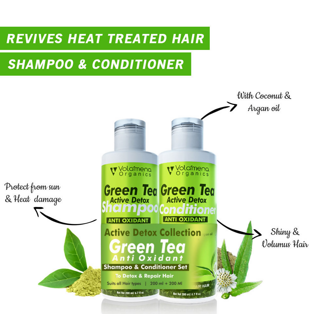 Volamena Green Tea & Bhringraj Shampoo & Conditioner | Grocsy