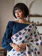 Suta Off White Polka Dots Pure Cotton Saree | Grocsy