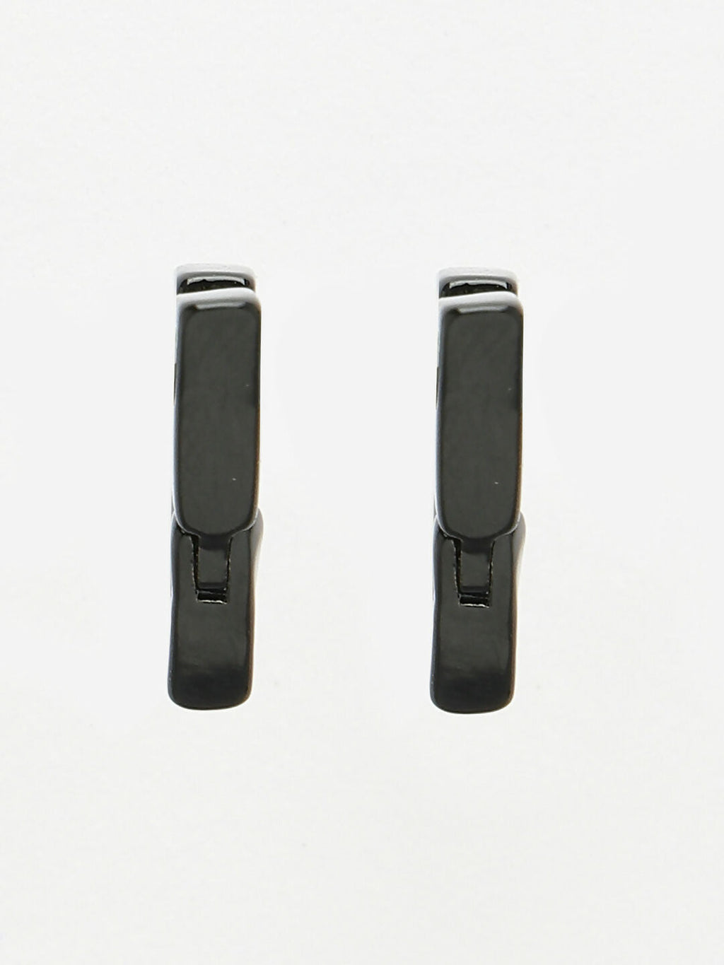 NVR Men's Black Rhodium-Plated Geometric Shape Stainless Steel Studs Earring | Grocsy