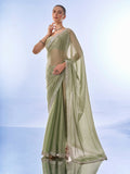 Pista Burburry Designer Work Lace Border & Swarovski Work Saree - Orchid | Grocsy