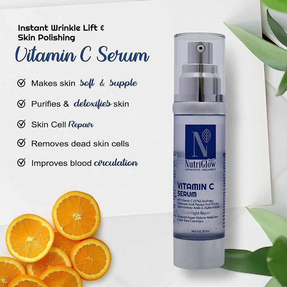 NutriGlow Advanced Organics Vitamin C Serum For Face | Grocsy