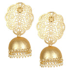 Joban Fashion Women Matte Gold Brass Jhumka | Grocsy