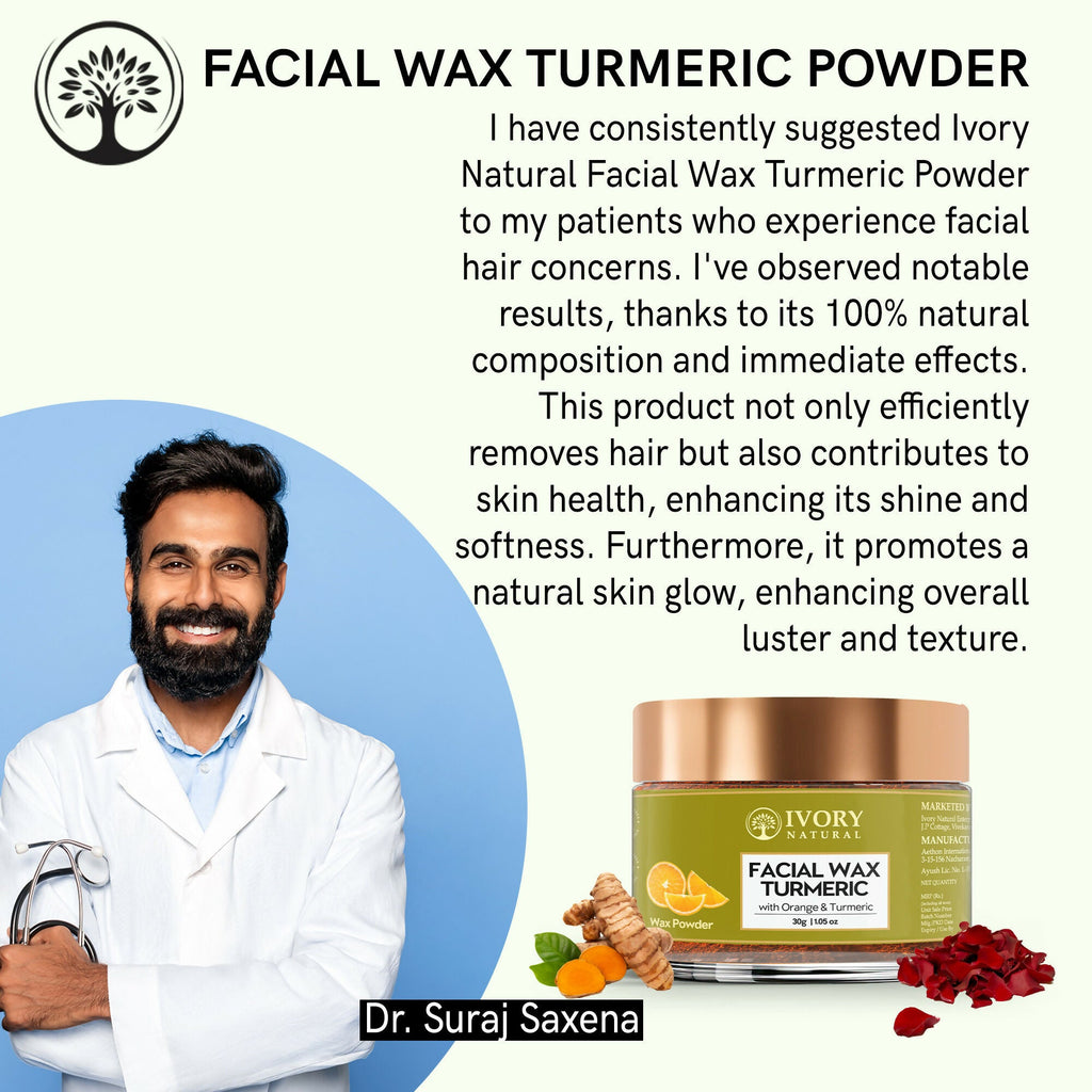 Ivory Natural Facial Wax Powder With Turmeric - Natural Facial Hair Removal Wax For Instant Skin Brightening | Grocsy