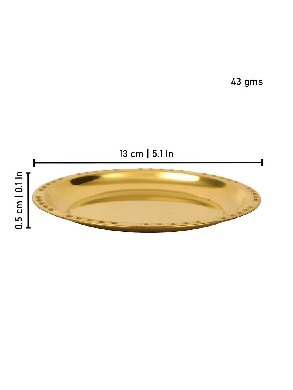 Spillbox Gold-Toned Brass Plain Dotted Thali Pooja Essential | Grocsy